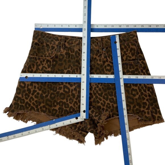 Alexander Wang X Denim Bite Short 26 Tan Leopard Print Frayed - Picture 4 of 12